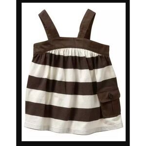 NWOT Baby Gap kid cotton knit brown cream stripe swing pocket tank top shirt 3 4